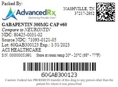 Gabapentin # (Gabapentin 300mg Cap Qty 60 Ndc 80425 0031)